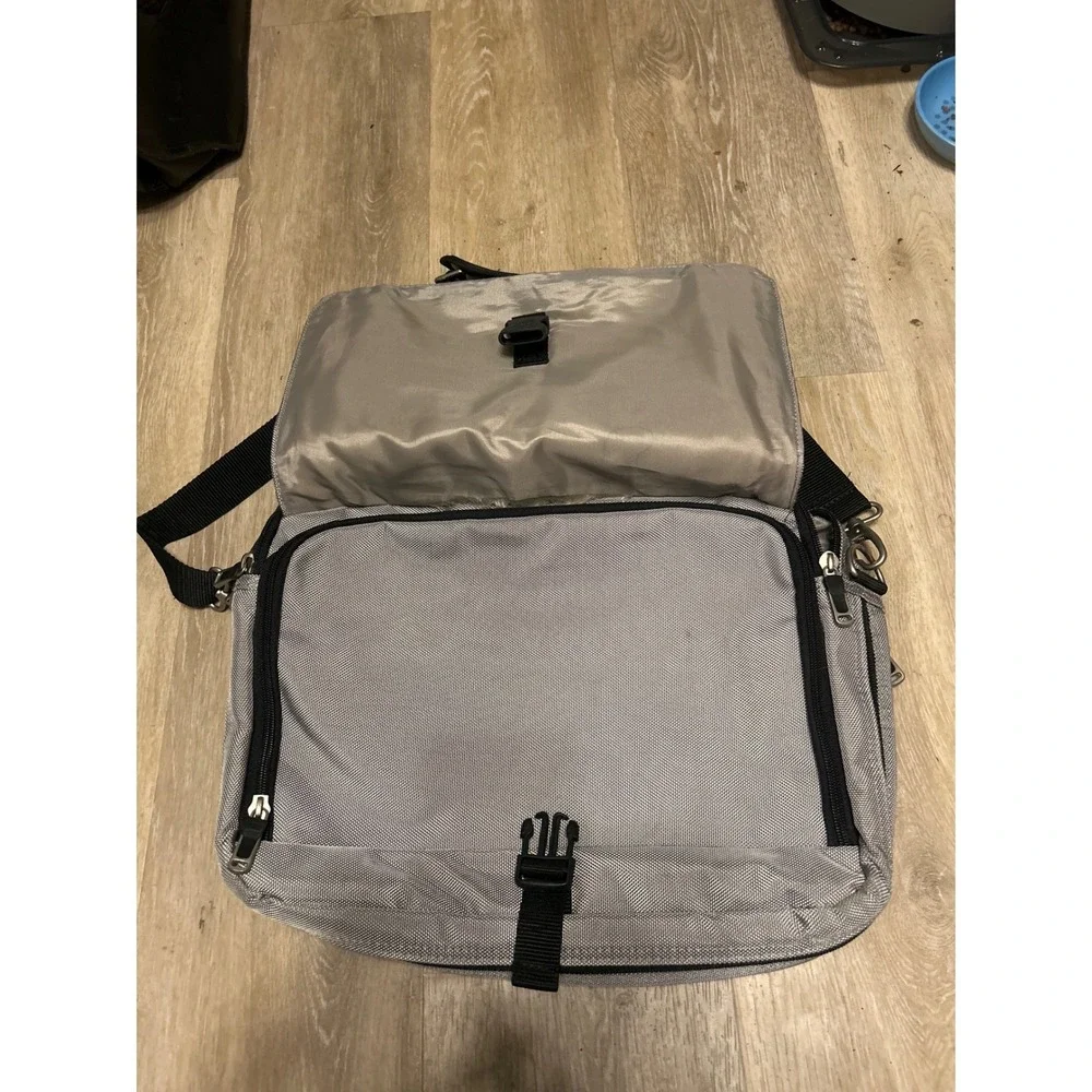 American Tourister Messenger Bag Blue Grey Nylon Laptop Case Shoulder Bag 15in